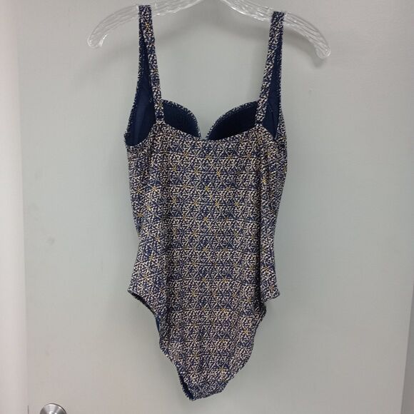 Bond-Eye Australia Swimsuit Size 12 D/DD Cups High cut Adjustable Sides BlueGold - Picture 2 of 7